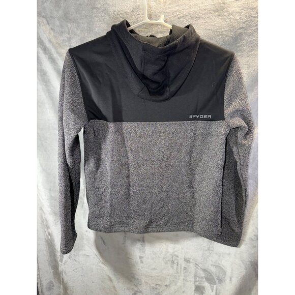 Spyder Sweater Men's Medium Hooded Half-Zip Sweater Black & Gray Polyester - Picture 12 of 16